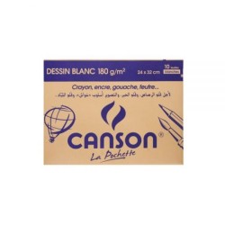 POCHETTE CANSON CANSON 24*32 BLANC 180G