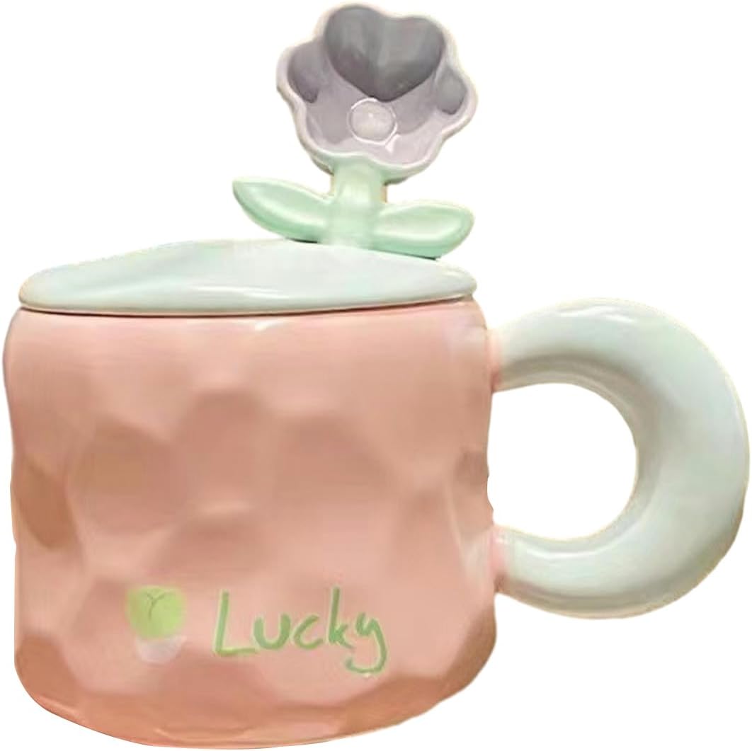 MUG EN CERAMIQUE AVEC COUVERTURE+ CUILLERE