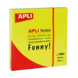 STICKY NOTES APLI 75*75 JAUNE FLUO