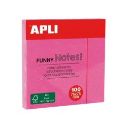 STICKY NOTES APLI 75*75 ROSE FLUO
