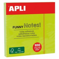 STICKY NOTES APLI 75*75 VERT FLUO