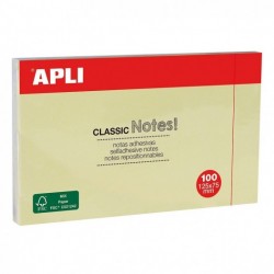 STICKY NOTES APLI 125*75 JAUNE FLUO 100F