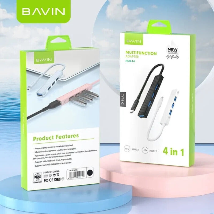 ADAPTATEUR MULTIFONCTION 4EN1 BAVIN REF HUB-14 noir