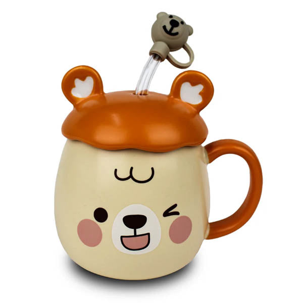 MUG en céramique avec couverture + paille