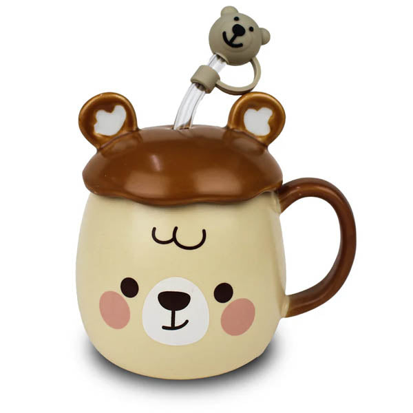 MUG en céramique avec couverture + paille