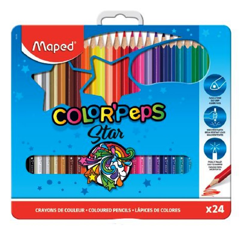 CRAYONS DE COULEUR MAPED 24/18 B.METALE REF 832016