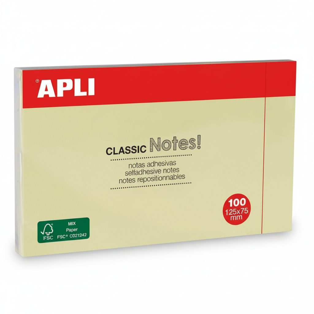 STICKY NOTES APLI 125*75 JAUNE 100F