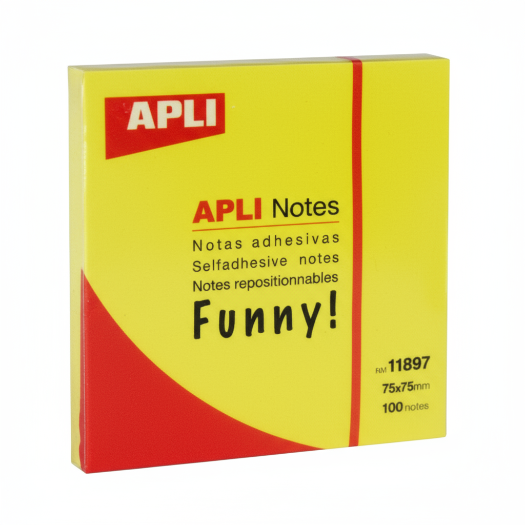 STICKY NOTES APLI 75*75 JAUNE FLUO