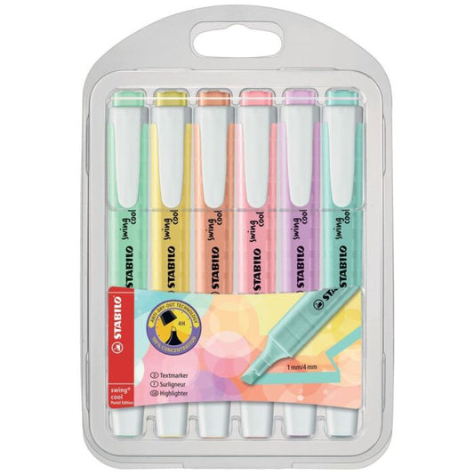 MARQUEUR FLUORESCENT STABILO SWING COOL PASTEL POCH DE 6