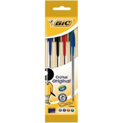 STYLO A BILLE BIC CRISTAL POCH DE 4