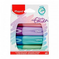 MARQUEUR FLUORESCENT MAPED PASTEL GLITTER POCH DE 4