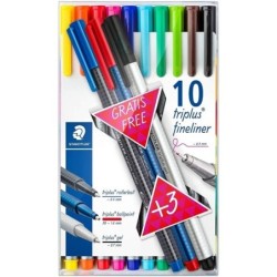 STYLO POINT FINE STAEDTLER TRIPLUS FINELINER POCH DE 10+3 334 TB13