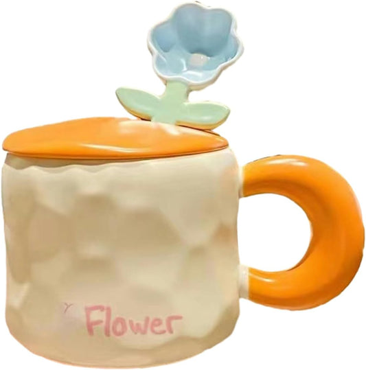 MUG EN CERAMIQUE AVEC COUVERTURE+ CUILLERE