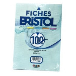 FICHE BRISTOL GM BLANCHE PAQUET DE 100 OSCAR