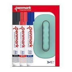 MARQUEUR TABLEAU PENMARK BISEAUTE POCHE DE 3 + BROSSE