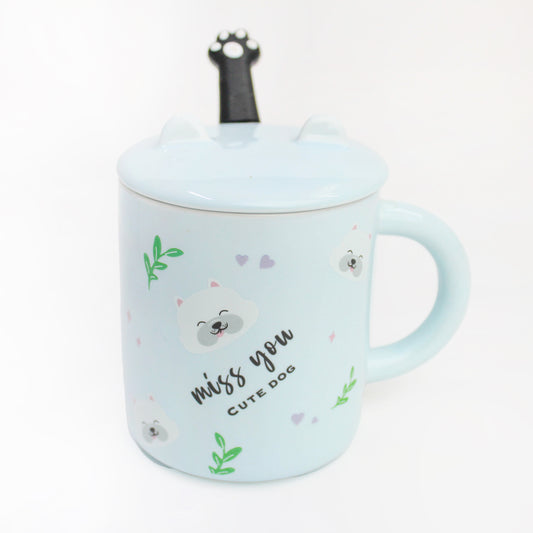 MUG EN CERAMIQUE AVEC COUVERTURE+ CUILLERE