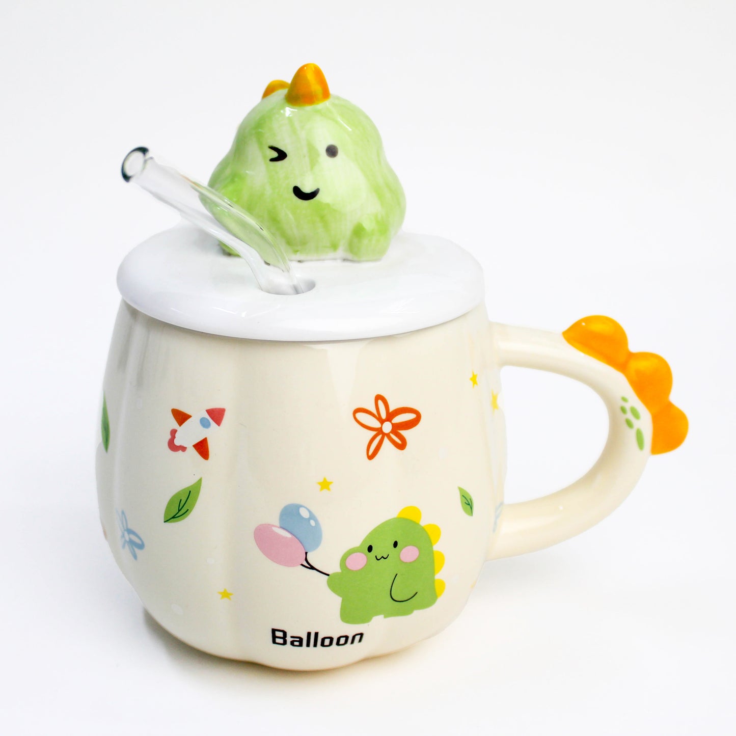 MUG EN CERAMIQUE AVEC COUVERTURE + PAILLE