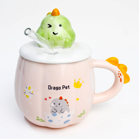 MUG EN CERAMIQUE AVEC COUVERTURE + PAILLE