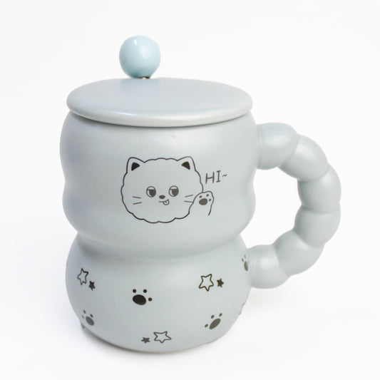 MUG EN CERAMIQUE AVEC COUVERTURE+ CUILLERE