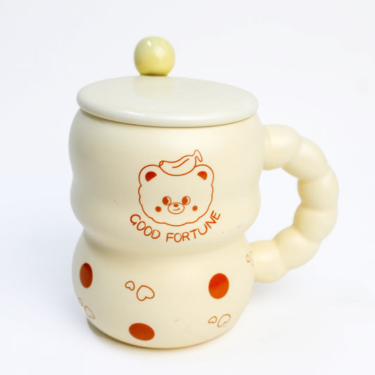 MUG EN CERAMIQUE AVEC COUVERTURE+ CUILLERE