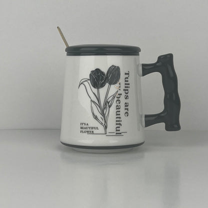 MUG EN CERAMIQUE AVEC COUVERTURE+ CUILLERE REF HZ780-38