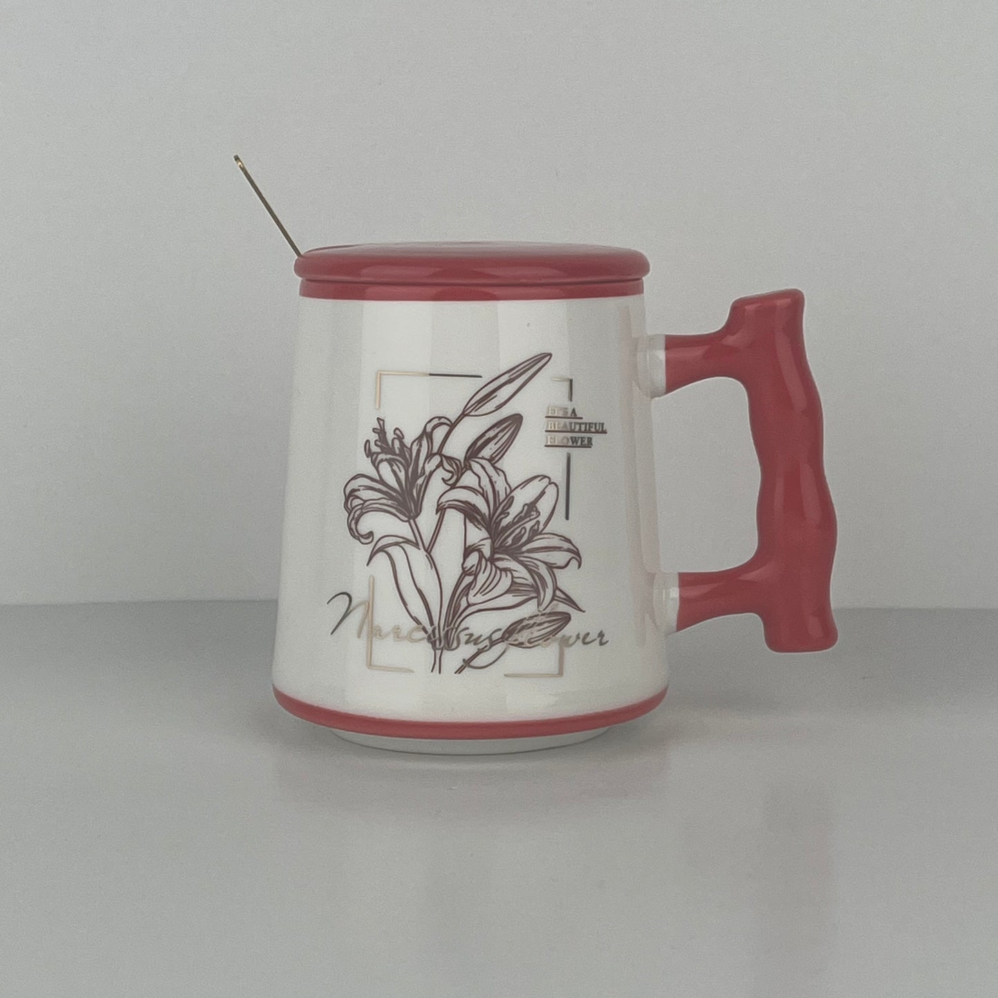 MUG EN CERAMIQUE AVEC COUVERTURE+ CUILLERE REF HZ780-38