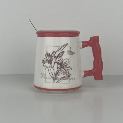 MUG EN CERAMIQUE AVEC COUVERTURE+ CUILLERE REF HZ780-38