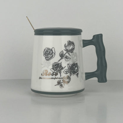 MUG EN CERAMIQUE AVEC COUVERTURE+ CUILLERE REF HZ780-38