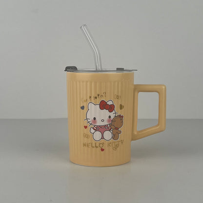 MUG EN CERAMIQUE AVEC COUVERTURE + PAILLE REF HZ780-43