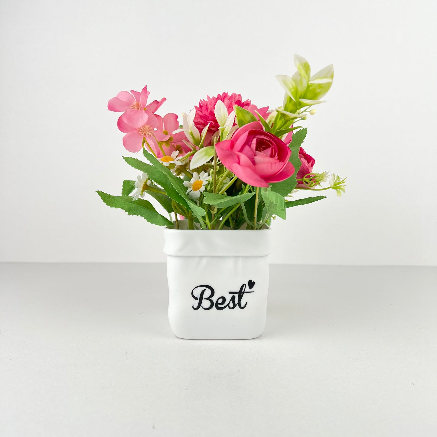 POT DECORATIF MM PLASTIQUE FLEURES  REF HZ760-2