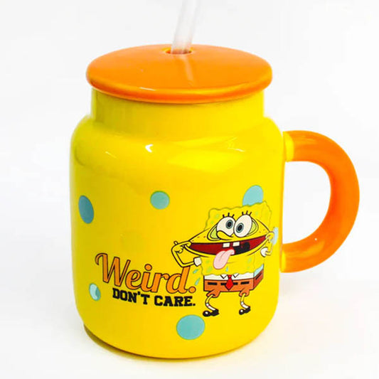 MUG EN CERAMIQUE AVEC COUVERTURE + PAILLE