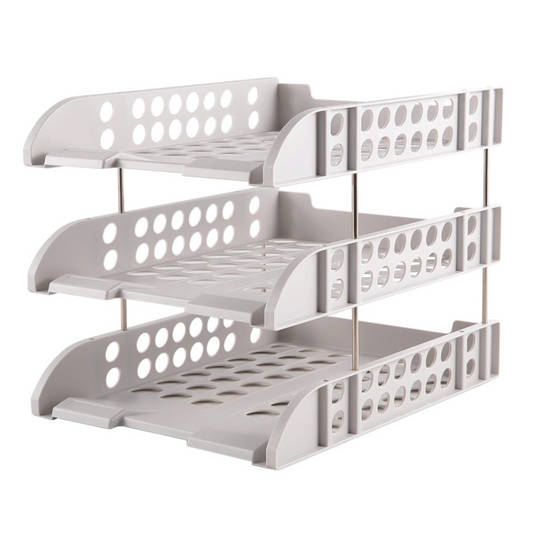 CORBEILLE A COURRIER DELI PLASTIQUE 3 ETAGES GRIS REF E9217