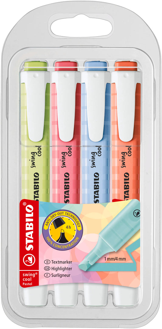 MARQUEUR FLUORESCENT STABILO SWING COOL POCH DE 4 JA0213561