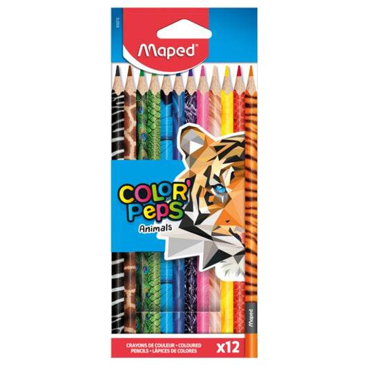 CRAYONS DE COULEUR MAPED 12/18 ANIMALS