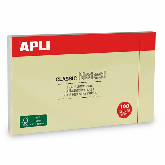 STICKY NOTES APLI 125*75 JAUNE 100F