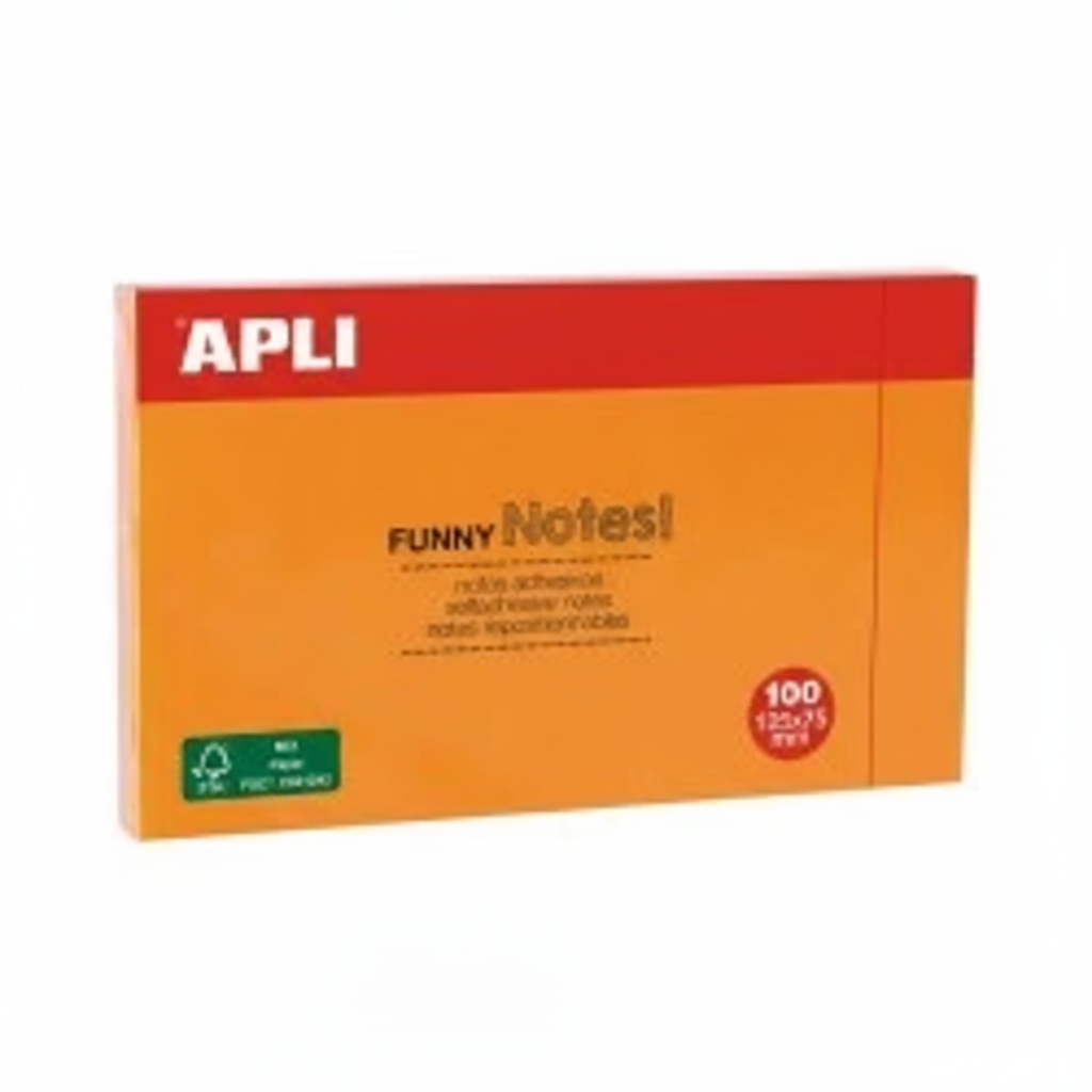 STICKY NOTES APLI 125*75 ORANGE FLUO 100F