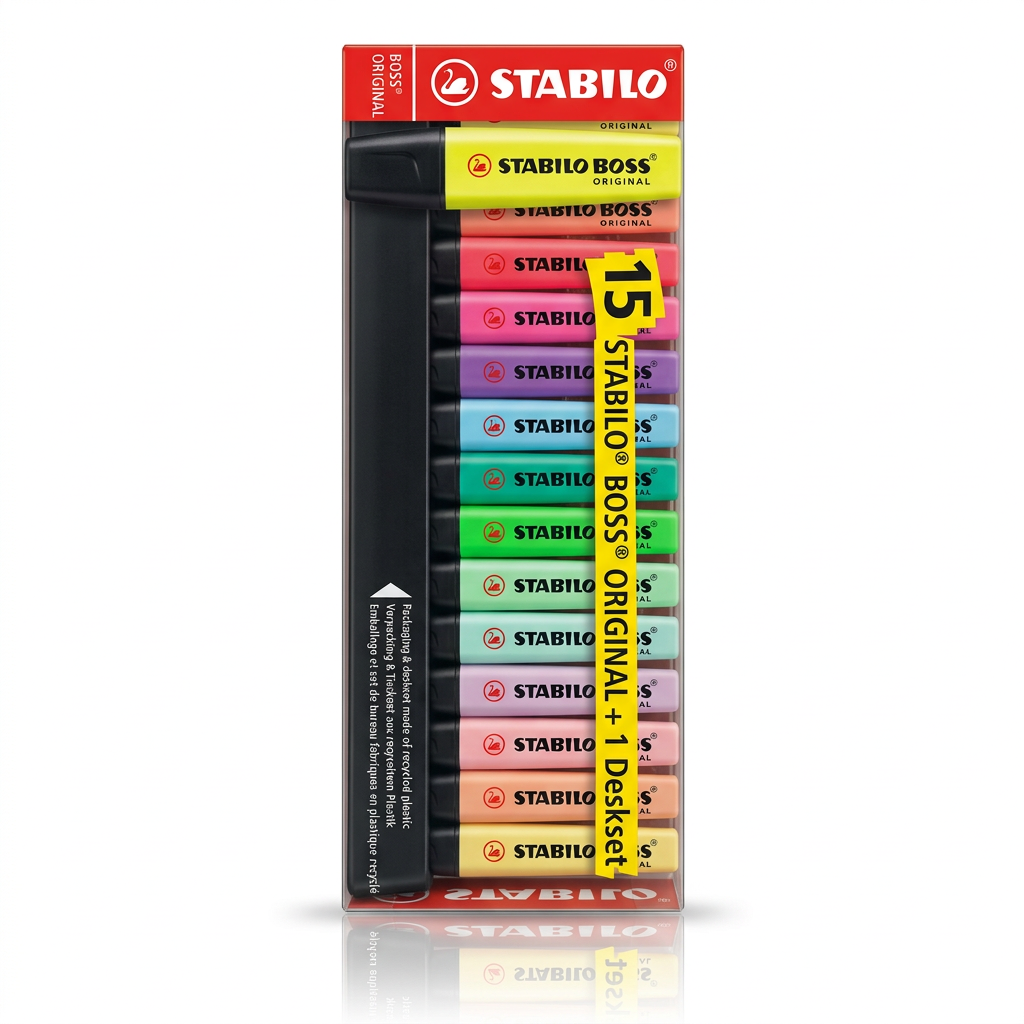 MARQUEUR FLUORESCENT STABILO BOSS POCH DE 15 PASTEL