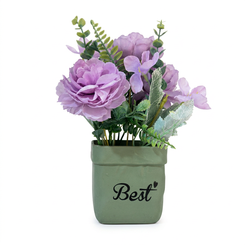POT DECORATIF MM PLASTIQUE FLEURES  REF HZ760-2