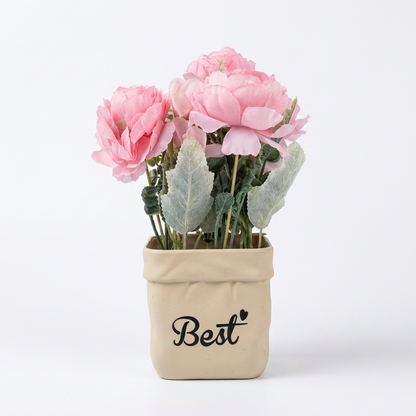 POT DECORATIF MM PLASTIQUE FLEURES  REF HZ760-2
