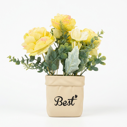 POT DECORATIF MM PLASTIQUE FLEURES  REF HZ760-2
