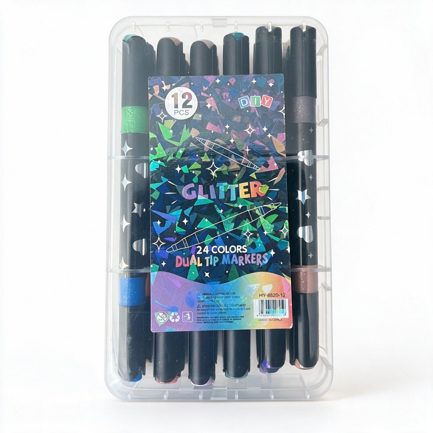 MARQUEUR ACRYLIQUE GLITTER DUAL TIP DE 12 REF HY-8820-12