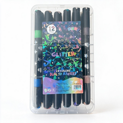 MARQUEUR ACRYLIQUE GLITTER DUAL TIP DE 12 REF HY-8820-12