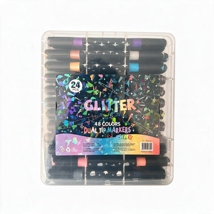MARQUEUR ACRYLIQUE GLITTER DUAL TIP DE 24 REF HY-8820-24