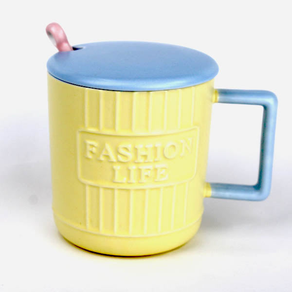 MUG EN CERAMIQUE AVEC COUVERTURE+ CUILLERE