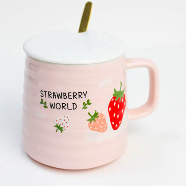 MUG EN CERAMIQUE AVEC COUVERTURE+ CUILLERE