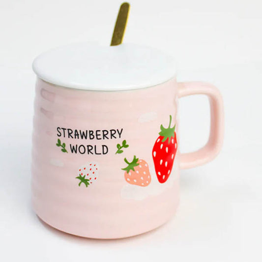 MUG EN CERAMIQUE AVEC COUVERTURE+ CUILLERE
