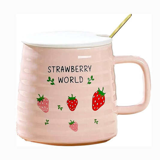 MUG EN CERAMIQUE AVEC COUVERTURE+ CUILLERE