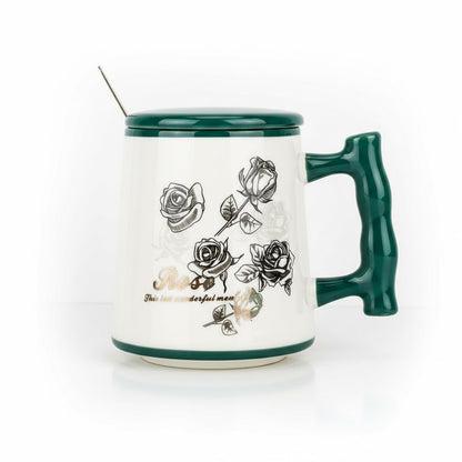 MUG EN CERAMIQUE AVEC COUVERTURE+ CUILLERE REF HZ780-38